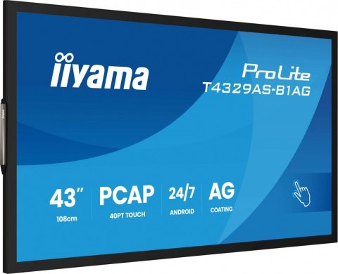 IIYAMA Monitor 43 cale T4329AS-B1AG VA,4K,HDMIx2,USB-C,RJ45,2x10W,WiFi, Android 14, Signal FailOver, Whiteboard, iiSignage (CMS), i
