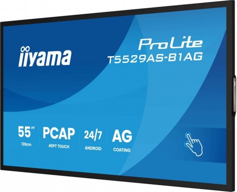 IIYAMA Monitor 55 cali T5529AS-B1AG VA,4K,HDMIx2,USB-C,RJ45,2x10W,WiFi, Android 14, Signal FailOver, Whiteboard, iiSignage2 (CMS), 