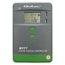 Qoltec Solarny regulator ładowania MPPT z czujnikiem temperatury 30A | 12V/24V | LCD | 2xUSB | Bluetooth | APP | GEL | LiFePO4