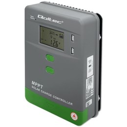 Qoltec Solarny regulator ładowania MPPT z czujnikiem temperatury 30A | 12V/24V | LCD | 2xUSB | Bluetooth | APP | GEL | LiFePO4