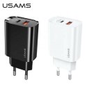 USAMS Ładowarka sieciowa 1xUSB-C+1xUSB T35 20W PD3.0 QC3.0 Fast Charging