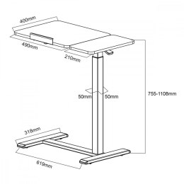 Maclean Mobilne biurko/stand do laptopa MC-120W, 76-109 CM