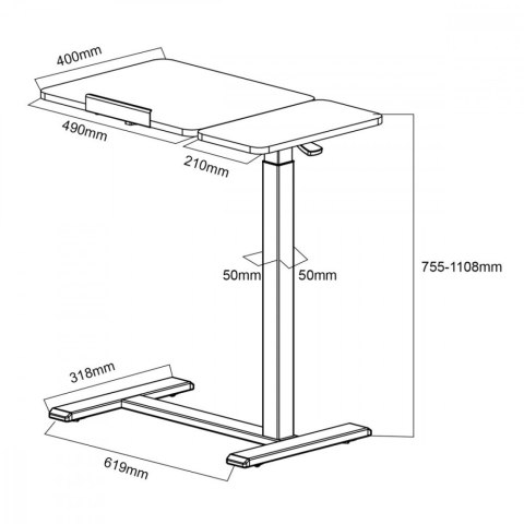 Maclean Mobilne biurko/stand do laptopa MC-120W, 76-109 CM