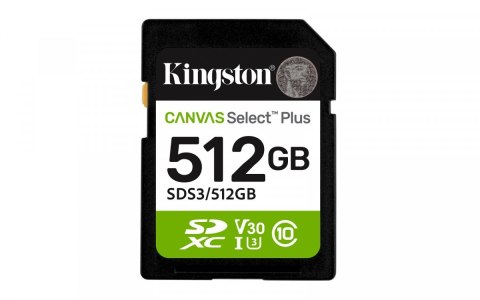 Kingston Karta pamięci SD 512GB Canvas Select Plus Gen3 150MB/s