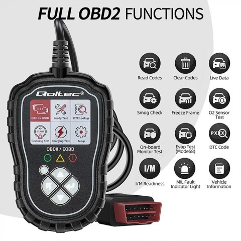 Qoltec Cyfrowy Tester diagnostyczny ProLine | OBDII EOBD | 8V-25V | DualSystem