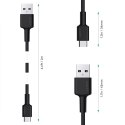 AUKEY CB-CA2 OEM kabel USB-C - USB-A 2m 60W PD 3A 20V FCP AFC nylonowy oplot czarny