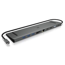 IcyBox Stacja dokująca IB-DK2106-C Type-C z potrójnym wyjściem wideo, 2x High Speed HDMI typu A, 1x interfejs VGA, trzy interfejsy USB 