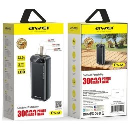 AWEI PowerBank 30000mAh 22,5W PA-12 Czarny