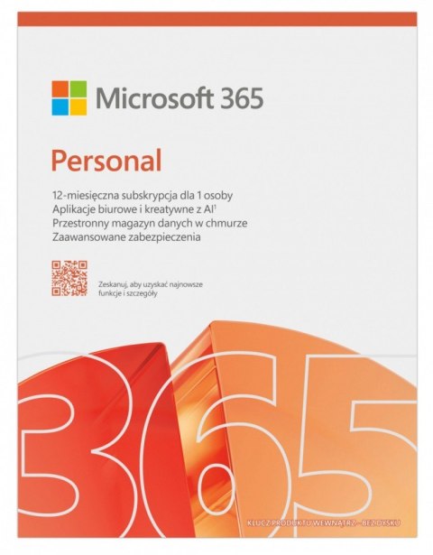 Microsoft M365 Personal PL 1Y 1U 5D Win/Mac EP2-32454 Zastępuje P/N: QQ2-01752