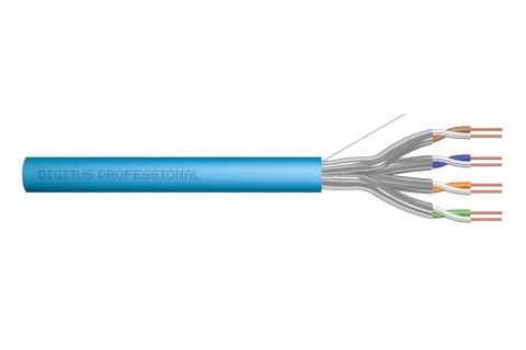 Digitus Kabel teleinformatyczny instalacyjny kat.6A, U/FTP, Dca, drut, AWG 23/1, LSOH, 100m ofoliowany Niebieski