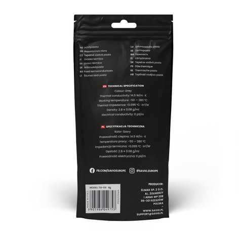 Savio Pasta termoprzewodząca Glacier 14,5 W/mK, 4g TG-04