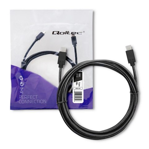 Qoltec Kabel USB 3.1 typ C męski | USB 3.1 typ C męski | 1.4m | Czarny