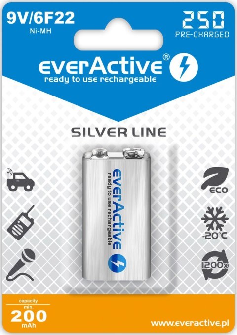 EverActive Akumulatorek 6F22/9V NI-MH 250 mAh 1 szt. ready to use