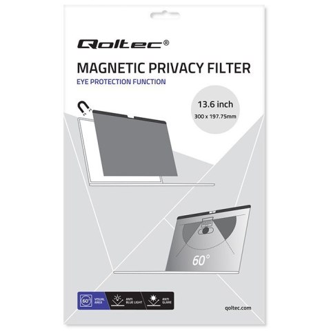 Qoltec Filtr prywatyzujący do MacBook Air 13.6" | Magnetyczny | Ochrona wzroku