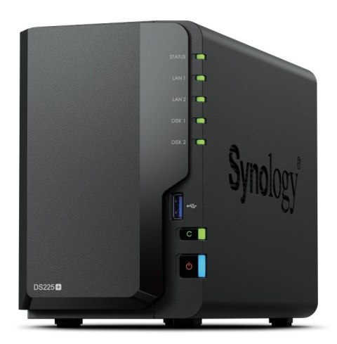 Synology Serwer NAS DS225+ 2x0HDD J4125 2GB DDR4 1xGbE 1x2,5GbE 3Y
