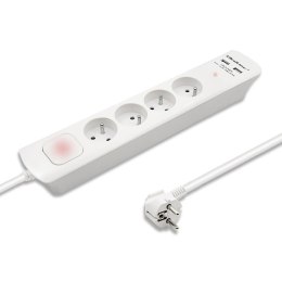 Qoltec Listwa antyprzepięciowa | 4 gniazda | 2xUSB | 1.8m | Biała