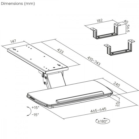 Maclean Uchwyt na klawiaturę max 5kg, MC-156 B regulowany, podbiurkowy
