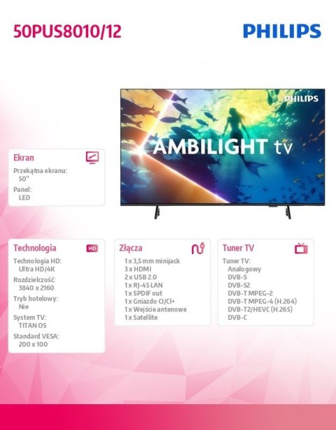 Philips Telewizor LED 50 cali 50PUS8010/12