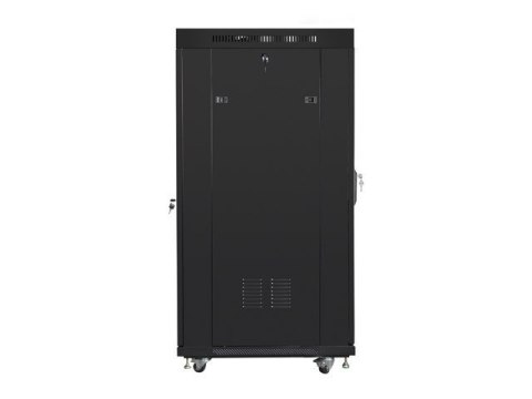 Lanberg Szafa instalacyjna RACK stojąca 19 22U 800X800 czarne drzwi szklane LCD (FLAT PACK)