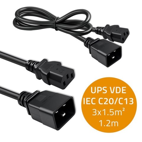 Qoltec Kabel zasilający do UPS | C20/C13 | 1.2m