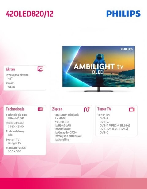 Philips Telewizor 42 cale OLED 42OLED820/12