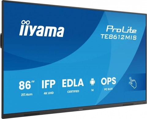 IIYAMA Monitor 86 cali TE8612MIS-B4AG 40pkt,IPS,4K,24/7,7H, ANDROID 14, RK3576, 8/128GB, EDLA, Essential
