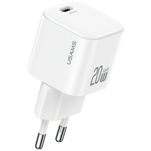 USAMS Ładowarka sieciowa 20W 1xUSB-C + kabel USB-C Biała