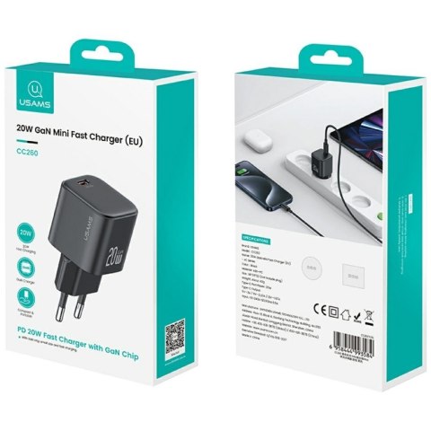 USAMS Ładowarka sieciowa 20W 1xUSB-C + kabel USB-C Biała