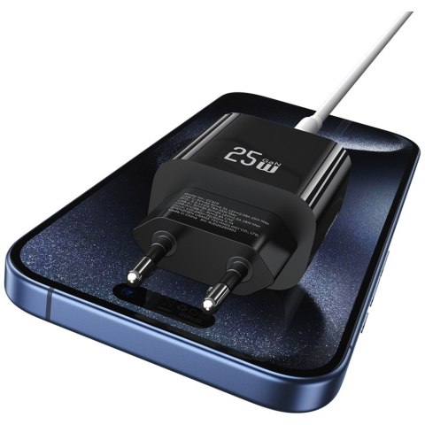 USAMS Ładowarka sieciowa 25W 1xUSB-C 1xUSB-A Fast Charging Czarna
