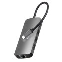 Media-Tech HUB USB-C 8 portów MT5044 3xUSB-A 3.0, 1xUSB-C PD, 1xRJ45, 1xHDMI 4K, 1xSD 1xMicro SD