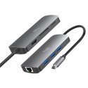 Media-Tech HUB USB-C 8 portów MT5044 3xUSB-A 3.0, 1xUSB-C PD, 1xRJ45, 1xHDMI 4K, 1xSD 1xMicro SD