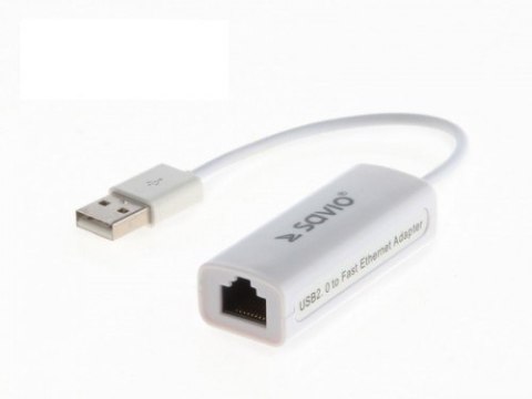 Savio Adapter USB LAN 2.0 - Fast Ethernet (RJ45), blister, CL-24