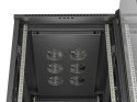 Lanberg Szafa instalacyjna rack stojąca 19" 22U 600x1000 czarna drzwi przeszkolne ( flat pack)