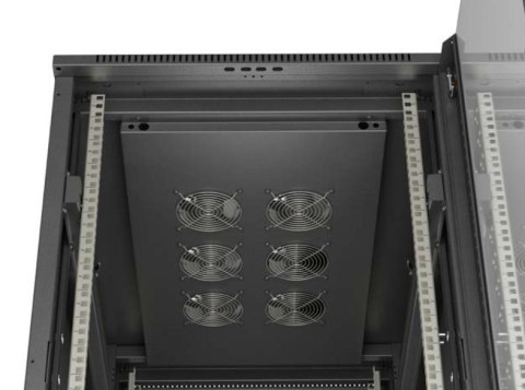 Lanberg Szafa instalacyjna rack stojąca 19" 22U 600x1000 czarna drzwi przeszkolne ( flat pack)