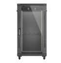 Lanberg Szafa instalacyjna rack stojąca 19" 22U 600x1000 czarna drzwi przeszkolne ( flat pack)