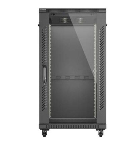 Lanberg Szafa instalacyjna rack stojąca 19" 22U 600x1000 czarna drzwi przeszkolne ( flat pack)