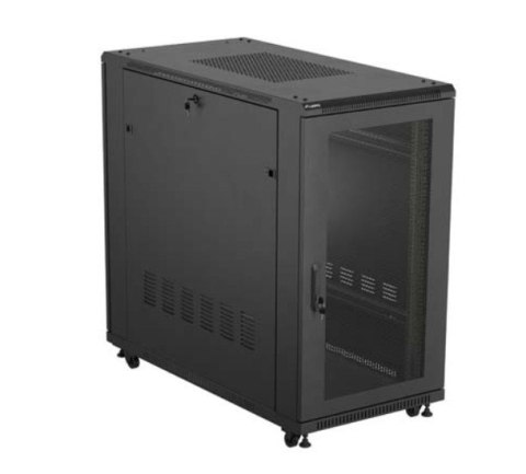 Lanberg Szafa instalacyjna rack stojąca 19" 22U 600x1200 czarna drzwi perforowane (flat pack)