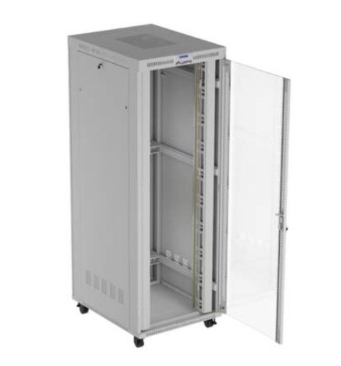 Lanberg Szafa instalacyjna rack stojąca 47U 800x1000 szara drzwi przeszkolne LCD ( flat pack) V2