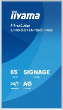 IIYAMA Monitor 65 cali LH6581UHSG-1AG 24/7,VA,ANDROID 14,4K, 2x10W, WiFi, UCHWYT ŚCIENNY, 2xHDMI, USB-C, RJ45, IR, 2xUSB, WHITE