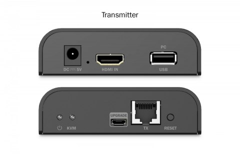 Digitus Przedłużacz (extender) po skrętce kat.6 HDMI 4K/60Hz z KVM USB 2.0 przez IP 1G lub do 120m/200m, max. 253 odbiorniki, ekran doty