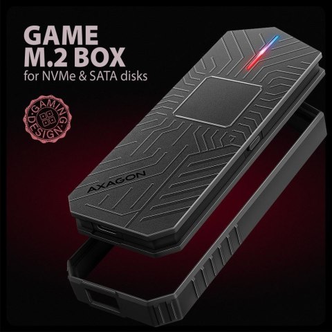 Obudowa zewnętrzna, gamingowa, aluminiowa Axagon do dysków M.2 NVMe & SATA SSD / USB-C 3.2 G2 czarna
