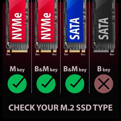 Obudowa zewnętrzna, gamingowa, aluminiowa Axagon do dysków M.2 NVMe & SATA SSD / USB-C 3.2 G2 czarna