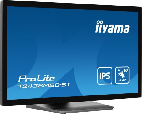 IIYAMA Monitor 24 cale T2438MSC-B1 IPS,FHD,DP,HDMI,2x2W,2xUSB,600(cd/m2), 10pkt.7H,IP1X(FRONT),PION/POZIOM