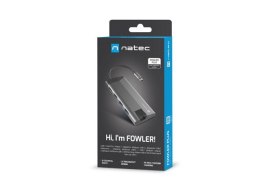 Natec Stacja dokująca Multiport Fowler Plus USB-C PD, 3x USB 3.0, HDMI 4K, RJ45, SD, micro SD