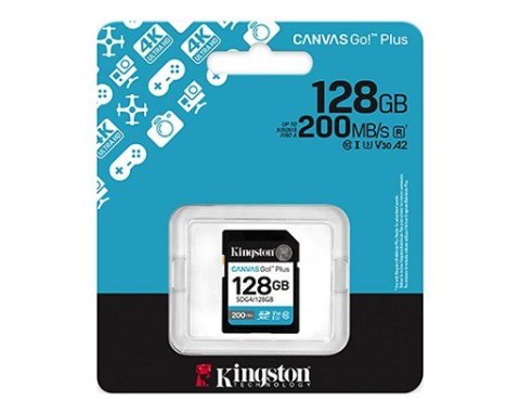 Kingston Karta pamięci SD 128GB Canvas Go Plus 200/MB/s C10 U3 V30