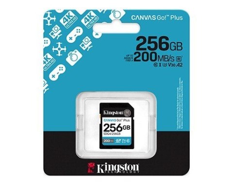 Kingston Karta pamięci SD 256GB Canvas Go Plus 200/160 MB/s C10 U3 V30