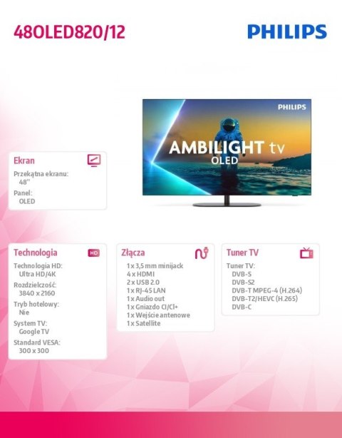 Philips Telewizor 48 cali OLED 48OLED820/12