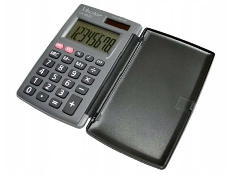 Vector Kalkulator kieszonkowy z klapką KAV CH-862D, szary