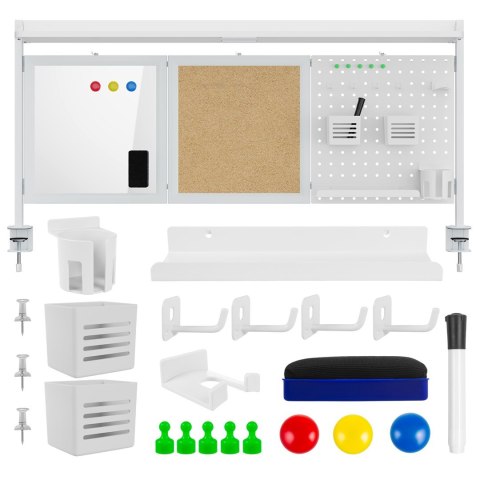 ERGO OFFICE PRZEGRODA BIURKOWA / ORGANIZER, MAX. OBCIĄŻENIE 10KG, BIAŁA I KORKOWA TABLICA, SZEROKOŚĆ 1250MM, BIAŁA ER-300 W