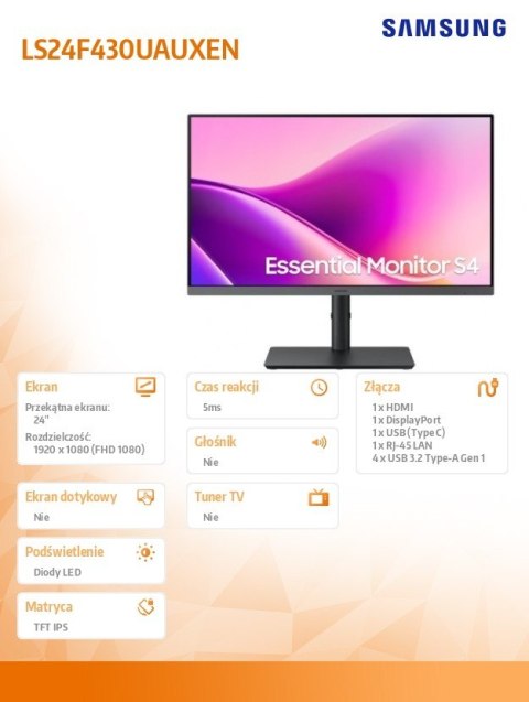 Samsung Monitor 24 cale LS24F430UAUXEN